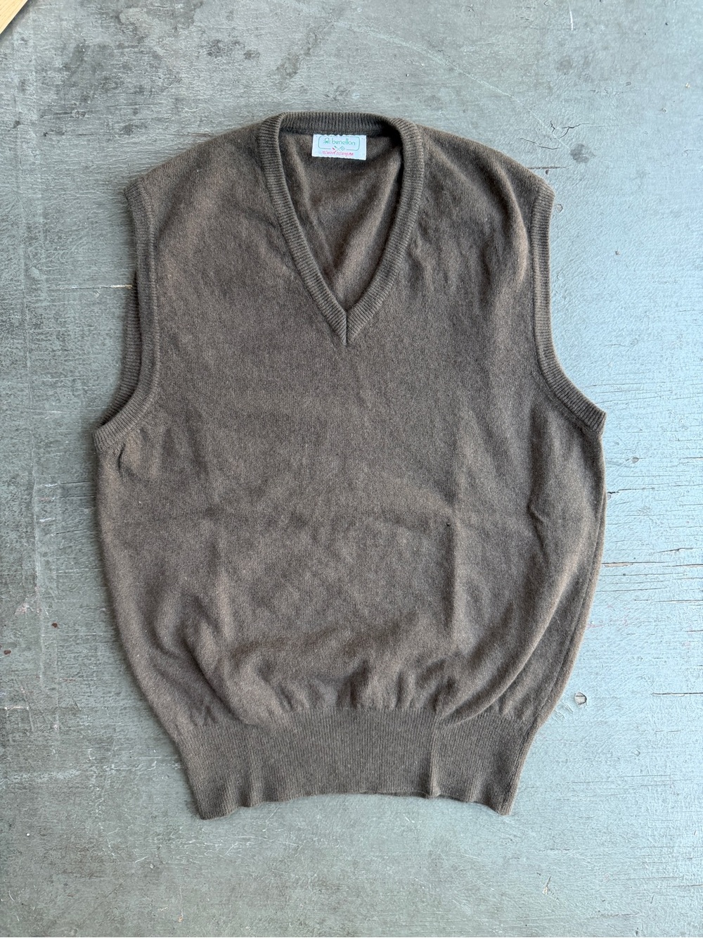 Men's Brown V-Neck Wool Sweater Vest